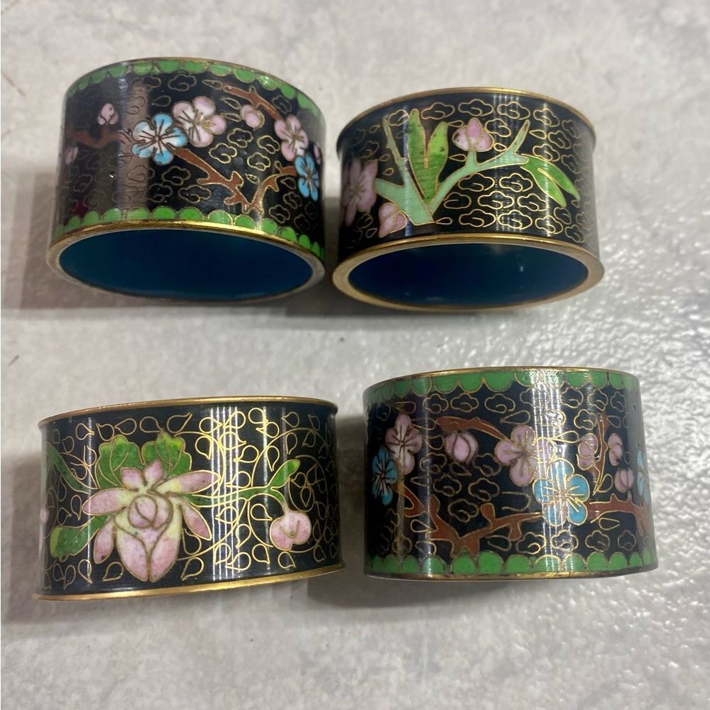 Vintage Cloisonné Napkin Rings (4)